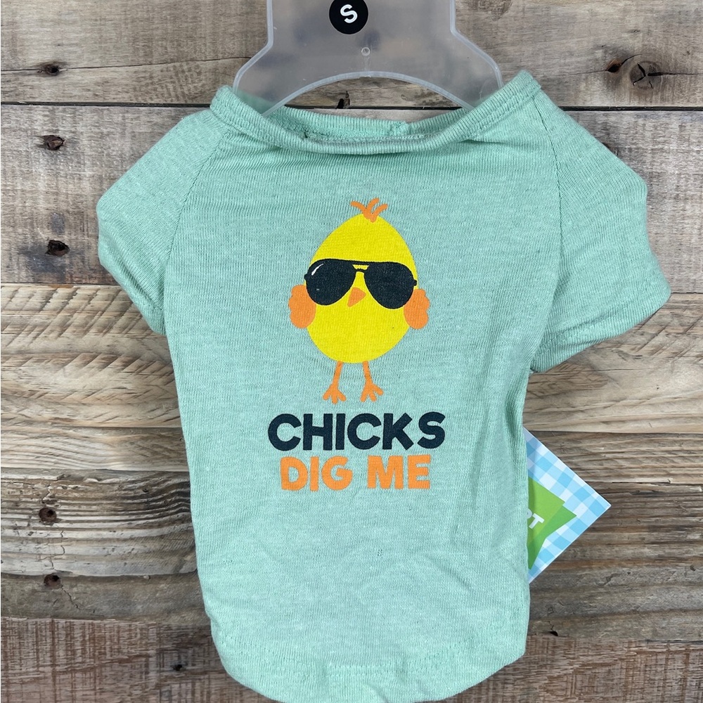 Chicks Dig Me (S) Easter Green Dog T Shirt 100% Cotton Dress Up Pet Costume NEW